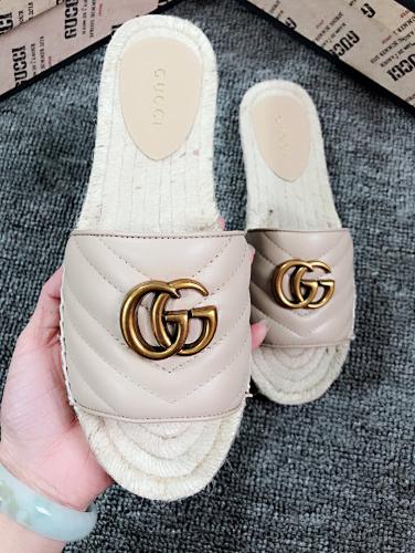 Gucci GG Marmont Matelassé Leather Espadrille Slides