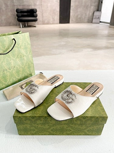 Gucci Double G crystal-embellished slide sandals