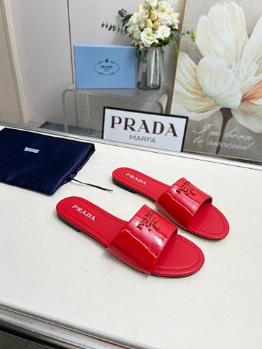 Prada Logo Flat Slide Sandals