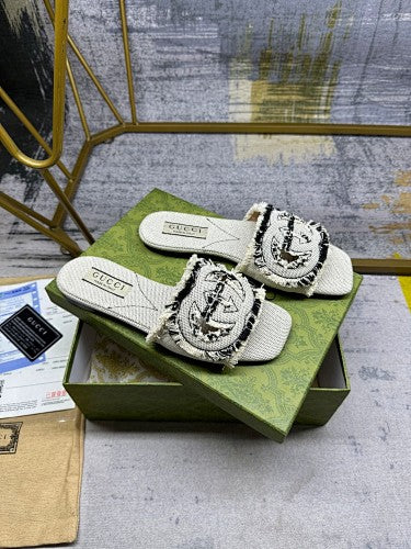 Gucci Interlocking G Canvas Slide Sandals