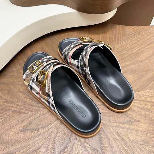 Burberry Vintage Check Double-Buckle Slide Sandals