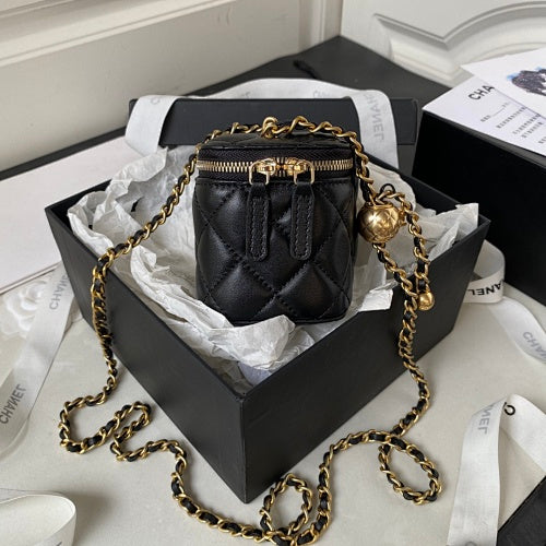Chanel Black Quilted Mini Vanity Case