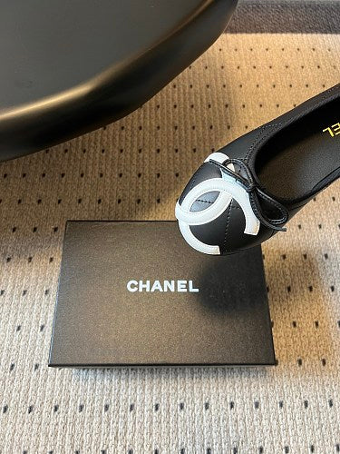 Chanel Oversized CC Logo Quilted Ballet Flats