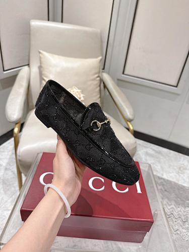 Gucci Black GG Crystal Horsebit Loafers