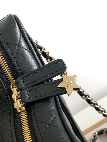 Chanel Black Quilted Star-Shaped Chain Crossbody Bag