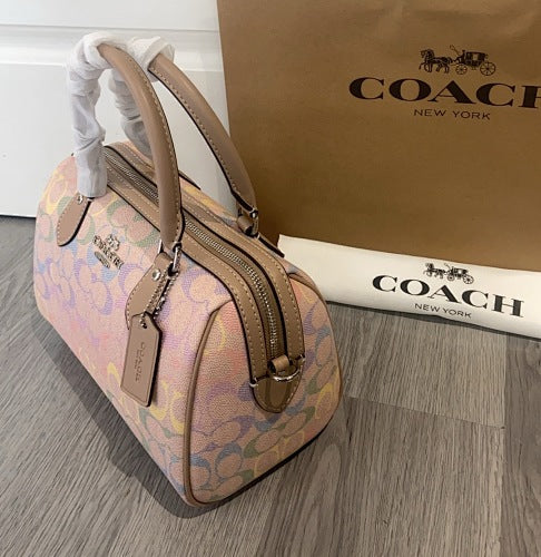 Coach Rowan Satchel in Pastel Multicolor Signature Canvas