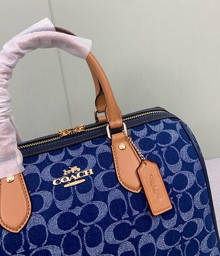 Coach Blue Denim Signature C Rowan Satchel