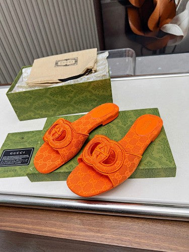Gucci Interlocking G GG Canvas Slide Sandals