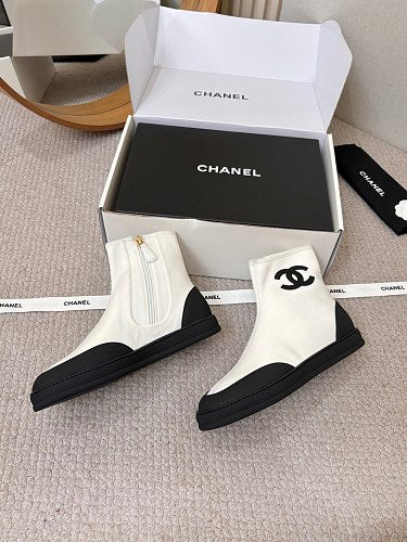 Chanel CC Logo Sock Ankle Boots