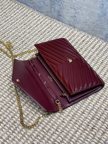 Saint Laurent (YSL) Burgundy Patent Leather Monogram Wallet
