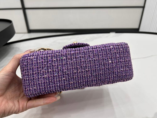 Chanel Purple Tweed Mini Flap Bag
