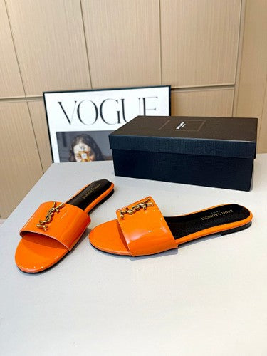 Saint Laurent YSL Cassandre Logo slide sandals