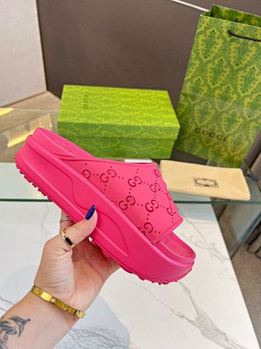 Gucci GG Perforated Platform Slide Sandals