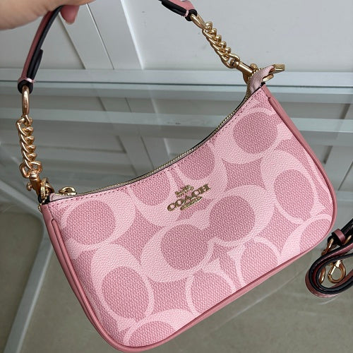 Coach Teri Shoulder Bag in Pink Signature Canvas