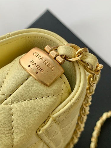 Chanel Pale Yellow Quilted Flap Bag