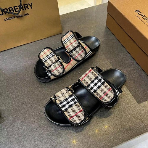 Burberry Vintage Check Double-Strap Slide Sandals