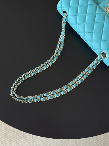 Chanel Classic Flap Bag in Turquoise/Aqua Blue Quilted Leather