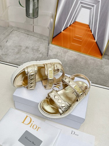 Dior Dioract Cannage Metallic Flat Sandals