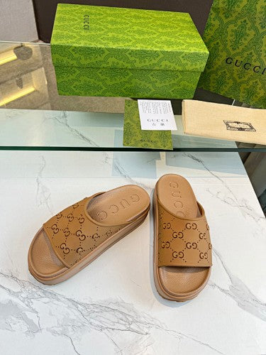 Gucci GG Perforated Platform Slide Sandals