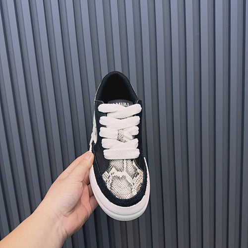 Amiri Skel Top Low Black & White Snakeskin-Print Sneakers