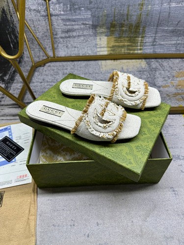 Gucci Interlocking G Canvas Slide Sandals
