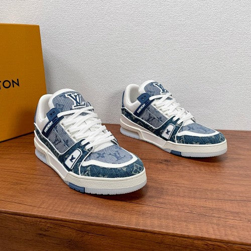 Louis Vuitton LV Trainer Denim Monogram Sneakers – Blue & White