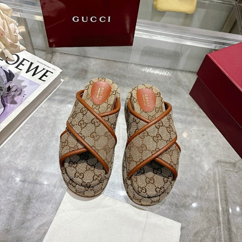 Gucci GG Monogram Canvas Platform Slide Sandals