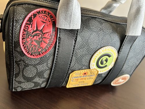 Coach Black Signature Patch Boston Bag