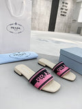 Prada Logo Woven Flat Slide Sandal
