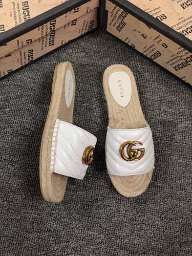 Gucci GG Marmont Matelassé Leather Espadrille Slides