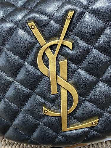 Saint Laurent (YSL) Black Quilted Icare-Style Hobo Bag