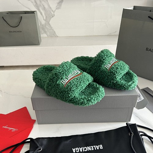 Balenciaga Furry Logo Slide Sandals