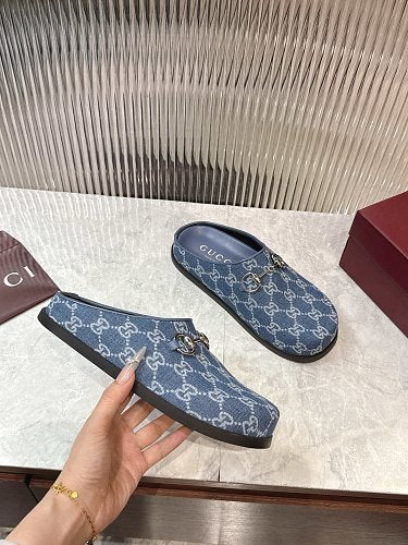 Gucci GG Denim Horsebit Mule Clogs