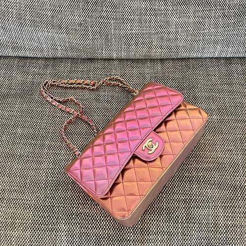 Chanel Classic Flap Bag Metallic Pink Ombré Quilted Leather