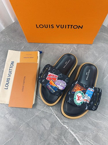 Louis Vuitton Monogram Travel Sticker Slide Sandals