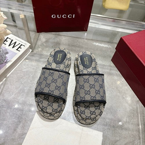 Gucci GG Monogram Canvas Flat Slide Sandals