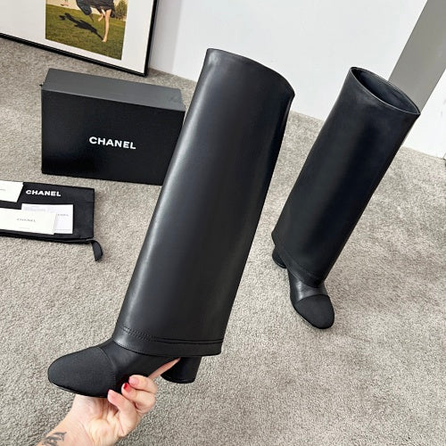 Chanel CC Logo Knee-High Riding Boot
