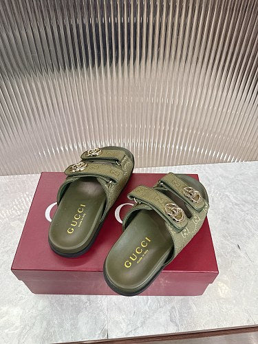 Gucci GG Monogram Double-Strap Slide Sandals