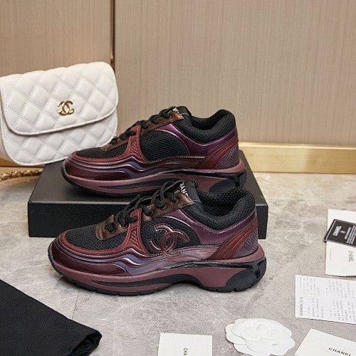 Chanel CC Logo Mesh & Leather Platform Runner Sneakers