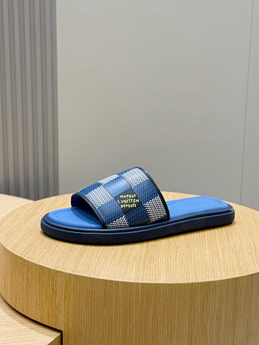 Louis Vuitton Damier Graphite Checkered Slide Sandals