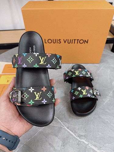 Louis Vuitton Multicolor Monogram Double-Strap Slide Sandals