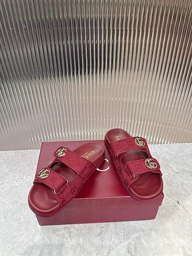 Gucci GG Monogram Double-Strap Slide Sandals