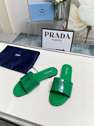 Prada Logo Flat Slide Sandals