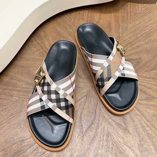 Burberry Vintage Check Criss-Cross Buckle Slide Sandals