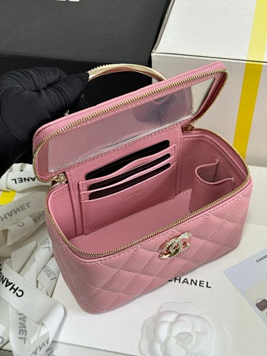 Chanel Pink Quilted Vanity Case