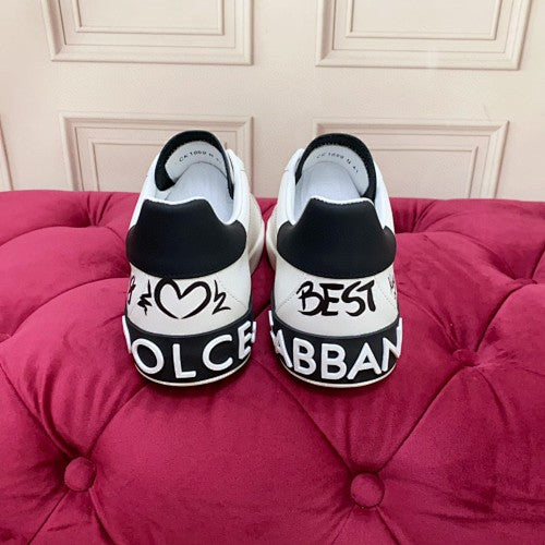 Dolce & Gabbana Portofino Graffiti Crown Low-Top Sneakers