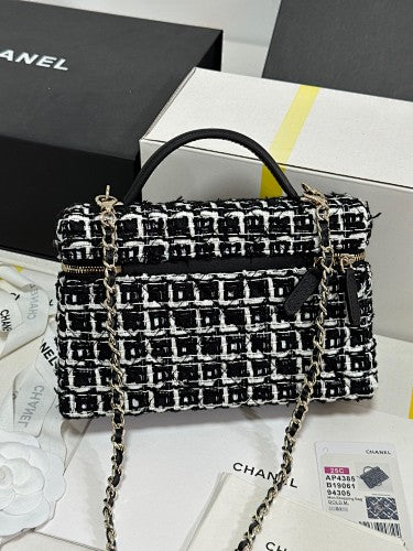 Chanel Black & White Tweed Vanity Case