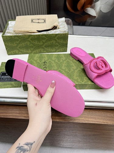 Gucci Interlocking G GG Canvas Slide Sandals