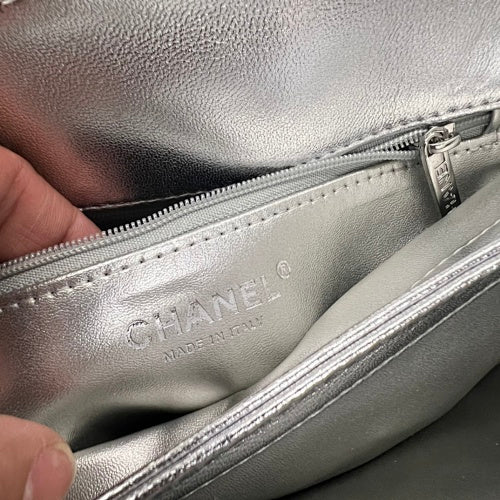 Chanel Metallic Silver Quilted Flap Bag
