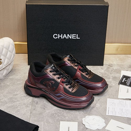 Chanel CC Logo Mesh & Leather Platform Runner Sneakers